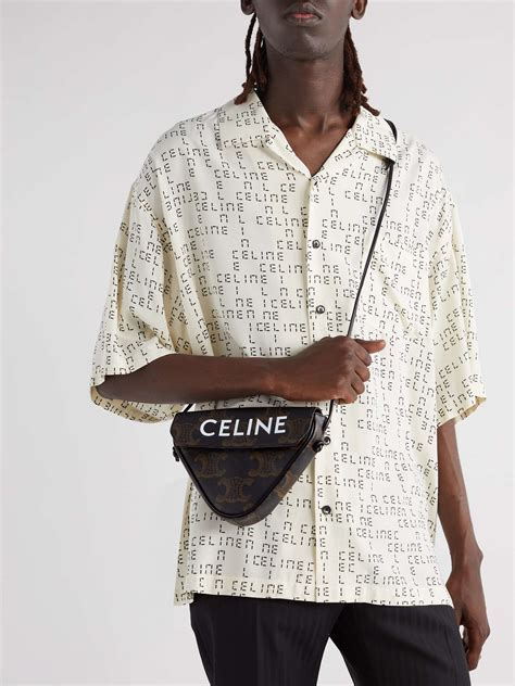 mini triangle in triomphe canvas with celine print|triangle bag in Triomphe Canvas with Celine print.